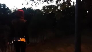 Вечерний слюнявый минет от рыжей девки в парке