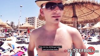Пикапер снял на пляже Мальорки телку для ебли в кустах