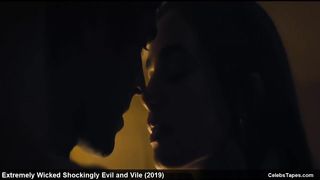 Голая Лили Коллинз в эротической сцене из триллера «Красивый, плохой, злой»